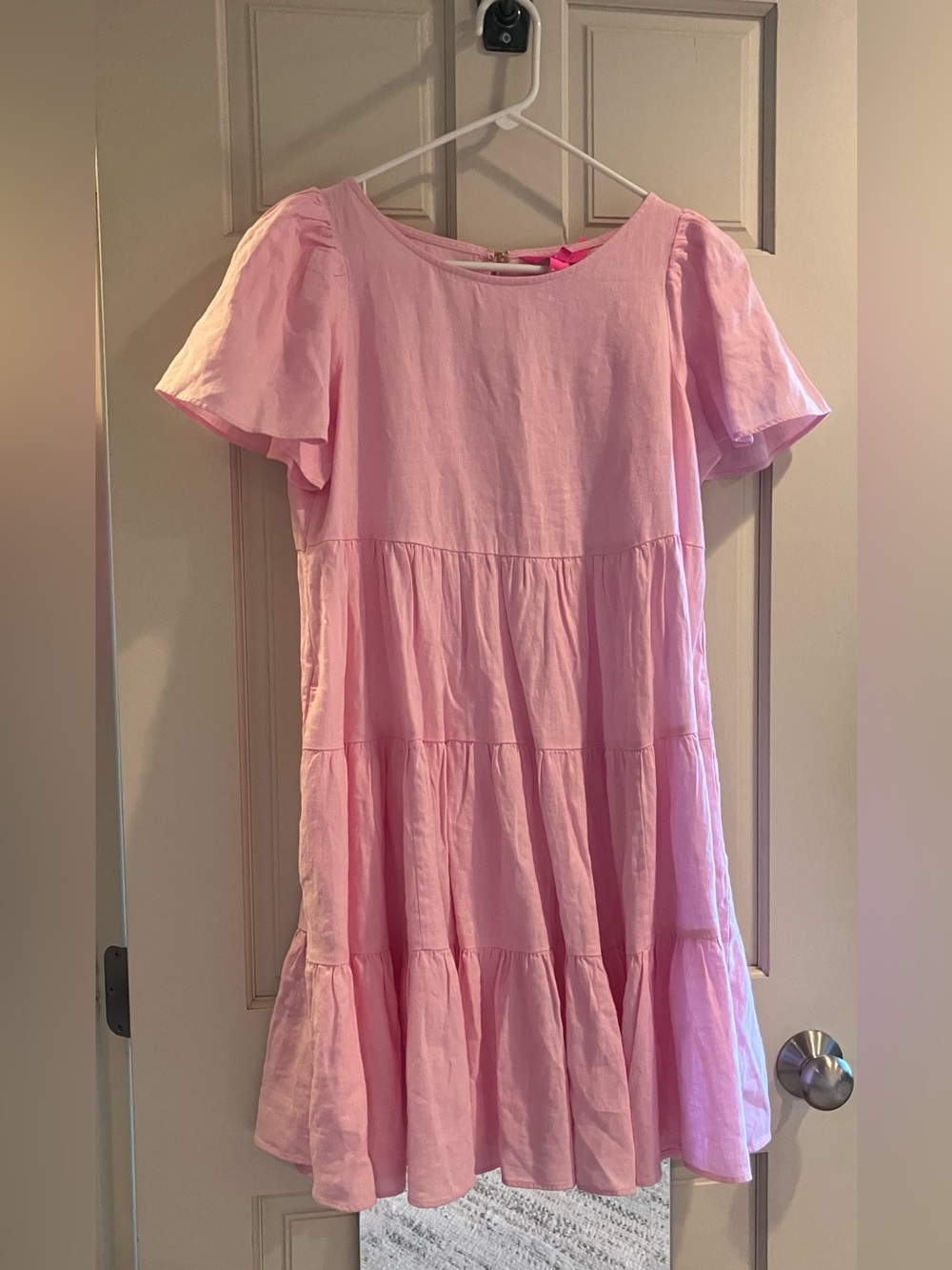 Lilly Pulitzer Light Pink Tiered Short-Sleeve Dress